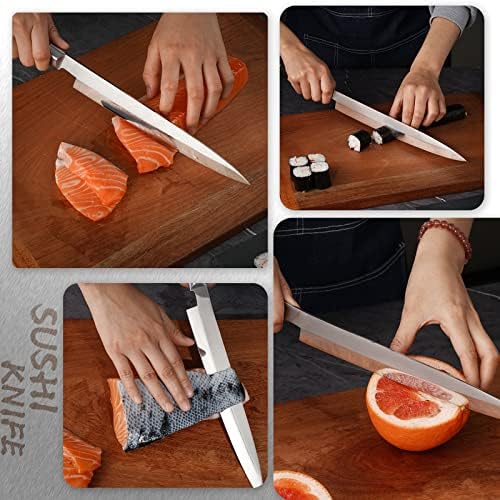 CHUYIREN japanski kuharski nož 9,5 inča - oštar Sushi nož - profesionalni visokougljični nehrđajući čelik Yanagiba nož sa drvenom ručkom za filetiranje & rezanje, sa poklon kutijom