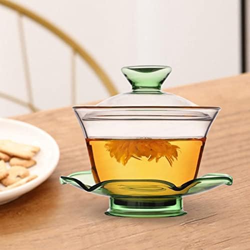 Stakleni čamnik set sa poklopcem otpornim na toplinu otporni na toplotu čajnik čaj za čaj za čaj za čaj za čaj za vodu Veliki kungfu stakleni čaj set stakla za ured, zelena