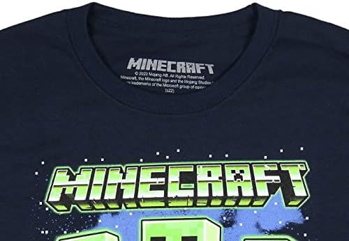 Minecraft Boy tri Glowing Creepers Gaming Print Navy T-Shirt
