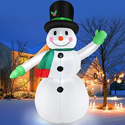 7 FT Božić gumenjak na otvorenom Dvorište dekoracije, Božić Blow Up snijeg čovjek sa LED svjetla & crni