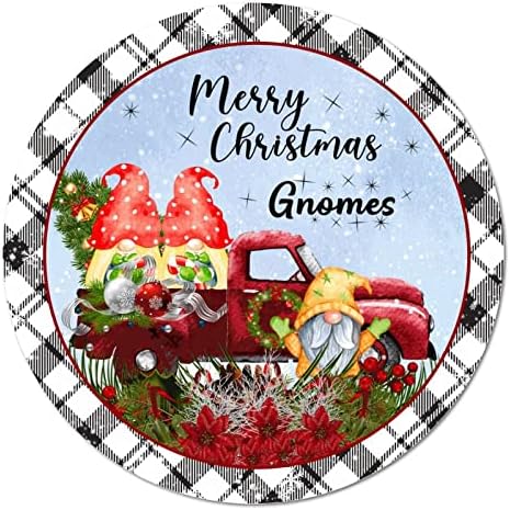 Merry Božićni gnomi kamion Vintage Okrugli metalni znak Circle Metal Art Prints potpisan dekorativni Početna