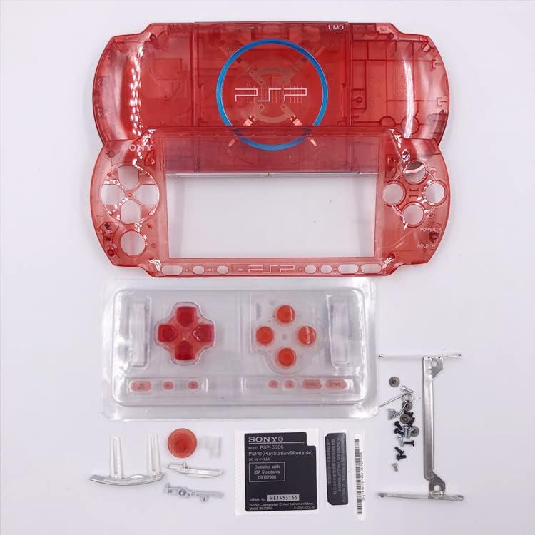 Novi zamjenski PSP 3000 poklopac kućišta sa dugmadima set vijaka - Clear Red