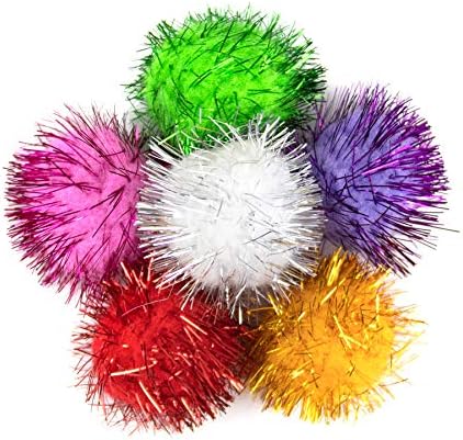 AUEAR, 20 paketa Sparkle Balls 1,5 inča Sparkle Balls šljokice Pom Pom lopte za mačke kućne ljubimce različite boje