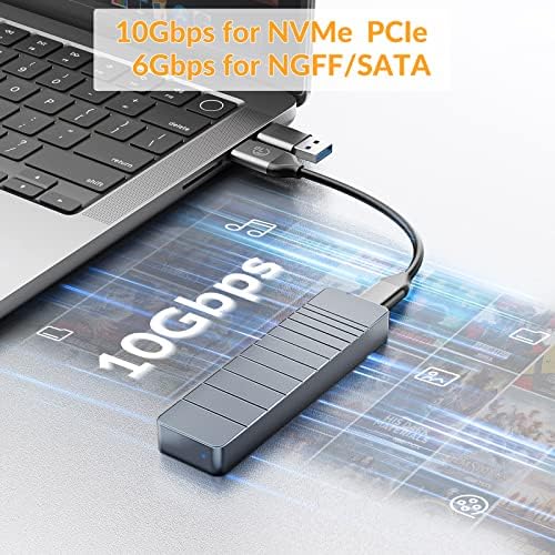 iDsonix M. 2 NVMe SATA SSD adapter za kućište[ Aluminijumska ljuska], USB C&a 3.2 Gen 2 10Gbps NVMe PCIe i 6Gbps SATA/NGFF, podržava M-Key/B+M ključ, sa UASP Trim za 2230/2242/2260/2280 SSD