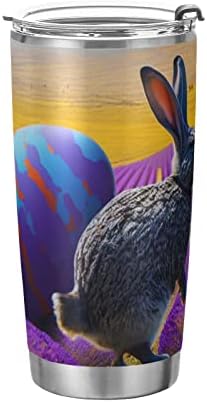 Uskršnji zec i jaja Lavanda 20oz Tumbler boca sa poklopcem i slamom izoliranim kava vakuumskih šalica od