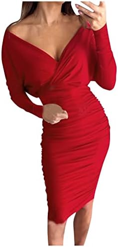 Nokmopo Plus size Sequin haljine od punog rukava s dugim rukavima sa patentnim zatvaračem s dugim rukavima,