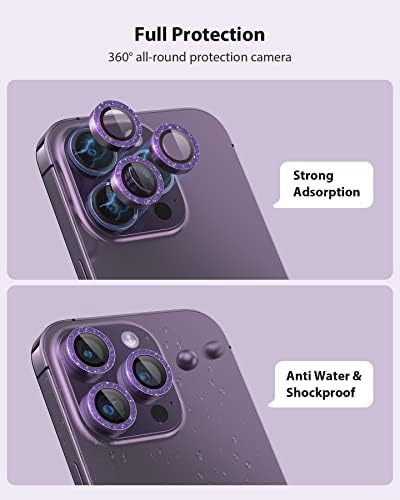 LRONFIEE za iPhone 14 Pro i iPhone 14 Pro Max zaštitnik sočiva kamere Bling Glitter Aluminijska legura kaljeno