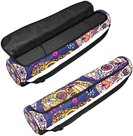 RATGDN Yoga Mat torba, šećerne lobanje Vježba Yoga Mat Carrier full-Zip Yoga Mat torba za nošenje sa podesivim