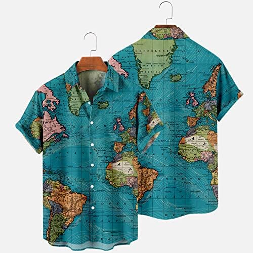 Havajske majice za muškarce Ljeto Ležerne prilike, karata s cijelim kratkim rukavima na plaži s majicama za odmor odmor Bluze