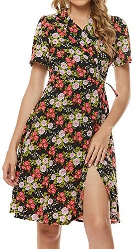 Haljine za žene cvjetni ljetni rukav kratka postolja ženska Casual Print ovratnik Moda Ženska haljina