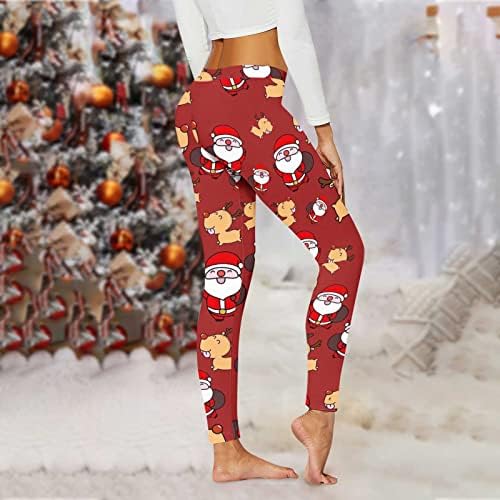 Božićne gamaše visokog struka za žene -ful Dužina Ženske nogavice Slatka jelena SnowFlake Print Yoga hlače
