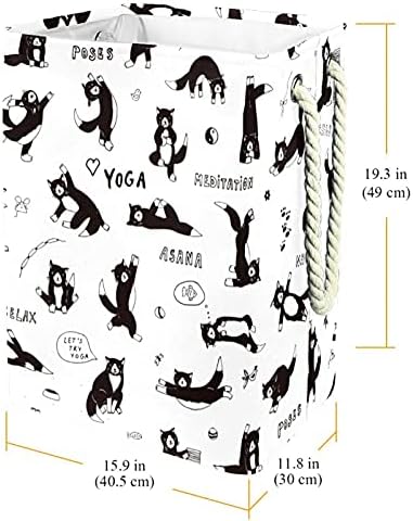 Inhomer Cartoon Cats Doing Yoga bijela i crna velika korpa za veš vodootporna sklopiva korpa za odjeću za