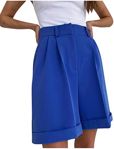 Pletene šorte od visokih struka za žene za žene opuštene fit ravne kratke hlače 2023 Ljetne casual šorc