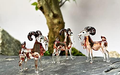 1ShopForyou kozja krivulja rog smeđa mini stakla životinjska figurica na farmi minijaturna ručna umjetnost