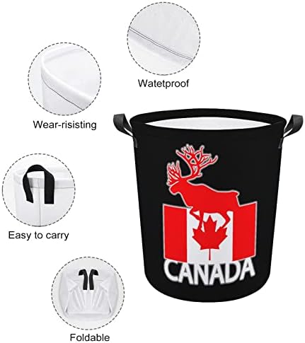 Kanadske korpe za pranje veša sa zastavom losa sa ručkama vodootporni sklopivi okrugli Organizator korpe