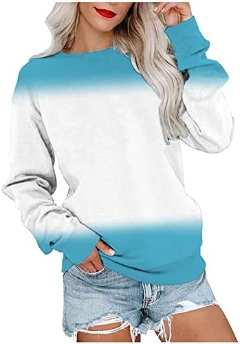 Colorblock duge rukave košulje za žene jesen Ombre Print potkošulja elegantna pulover bluza Vintage oprane