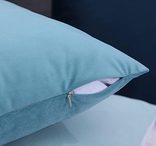 Plavi puni baršunasti jastuk za bacanje 18x18 set od 4, mekani moderni kvadratni ukrasni kauč za kauč pokrivaju