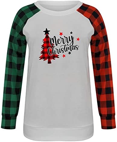 Božićne majice za žene smiješna božićna stabla majica bluza s dvije tone dugih rukava pletenica