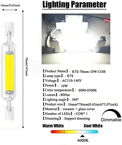 78MM 10W R7S LED sijalica 100W halogena ekvivalentna 78mm J-tip 10w 120v R7S baza 6000K hladno bijela J tip T3 78mm dvostrane poplavne sijalice 360°ugao snopa pejzažna svjetla, pakovanje od 3