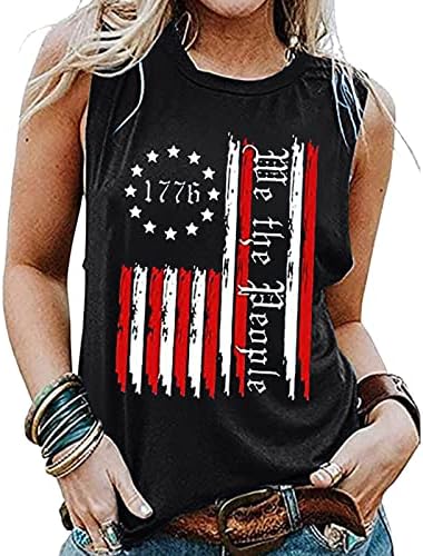 4th of July Shirt Tank Tops for Women Sleeless O vrat Shirt USA Flag Stars Striped Patriotic Workout tunika